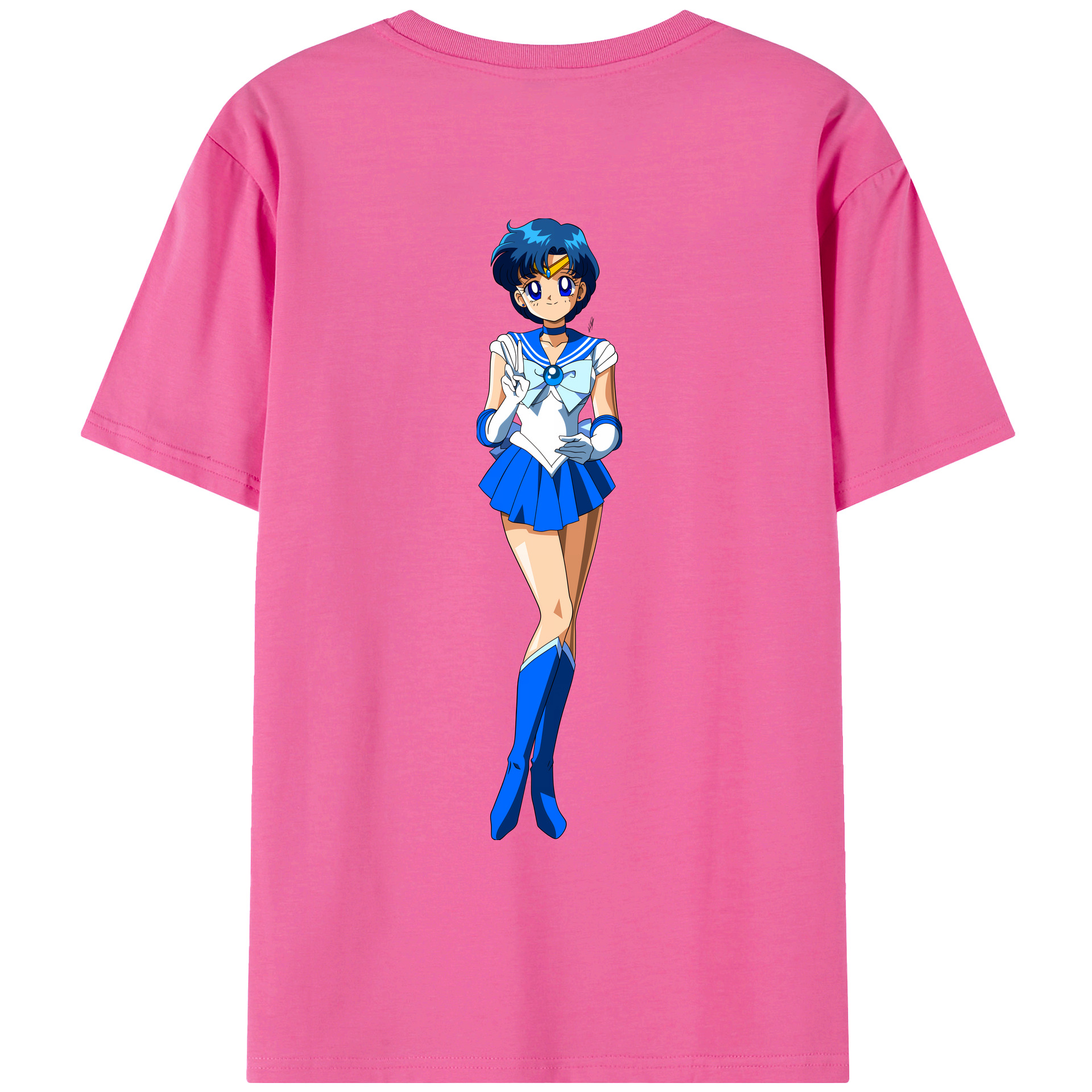 （画像用） 美少女戦士セーラームーン 水野 亜美 みずの あみ Sailor Moon Mizuno Ami レディース半袖Tシャツ(バックプリント)